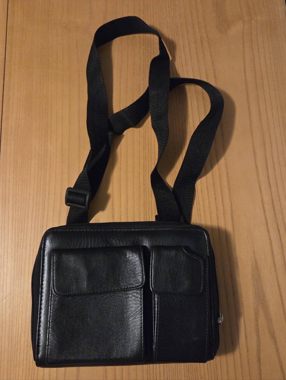 Black Faux Leather Crossbody Shoulder Bag